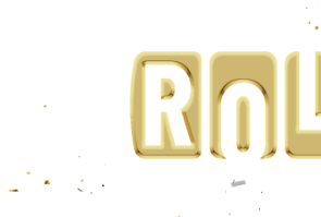 Golden text spelling the word "Goldroll" with a stylized 3d effect and scattered gold pieces around it at a casino.