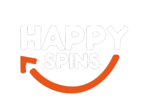 Logo of "HappySpins casino" featuring stylized text and a smiling motif.