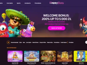 Happyslots.com homepage screen capture